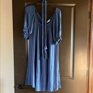 Chic Blue Dress with Tie Accent